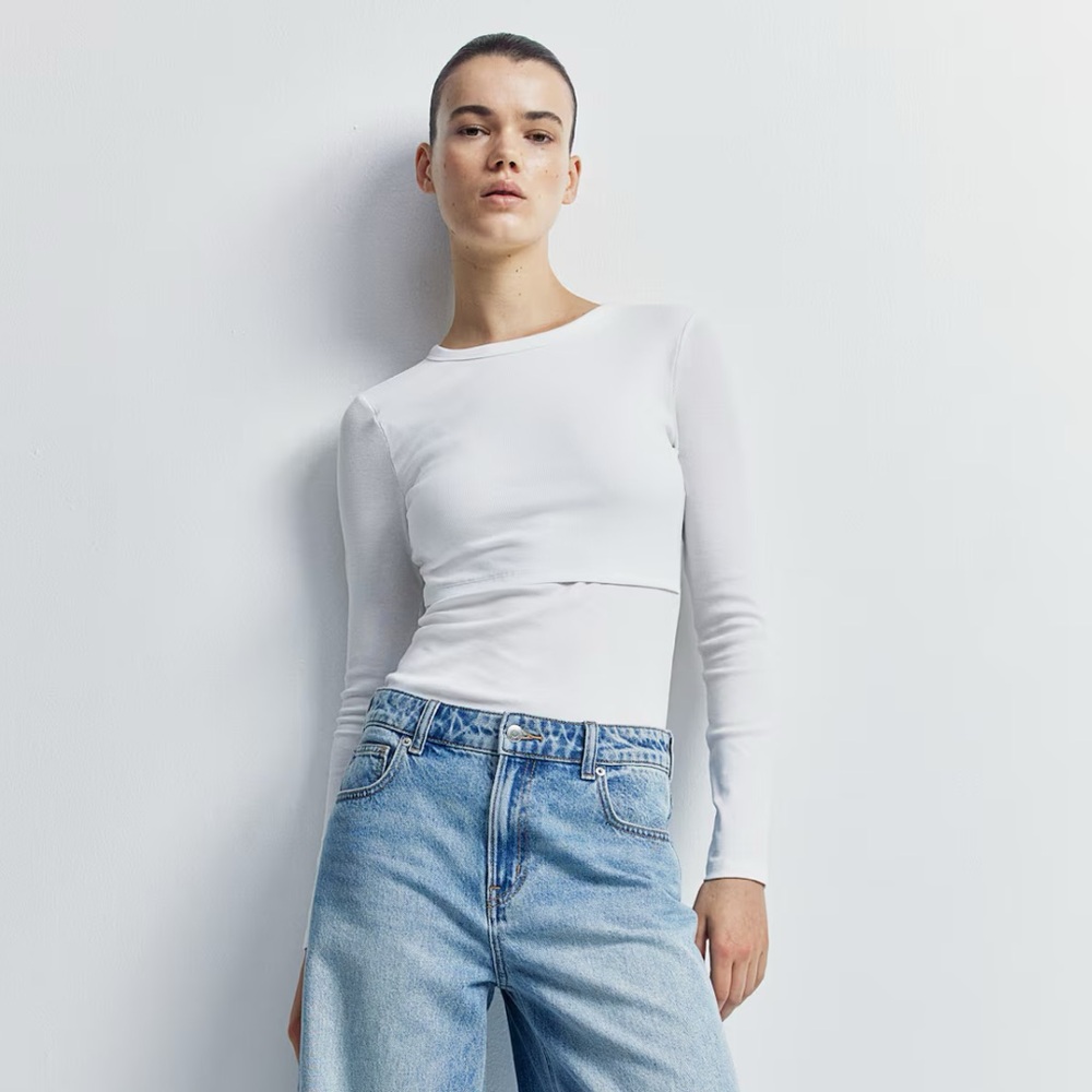 H&M maternity Mama ribbed nursing long sleeve top small